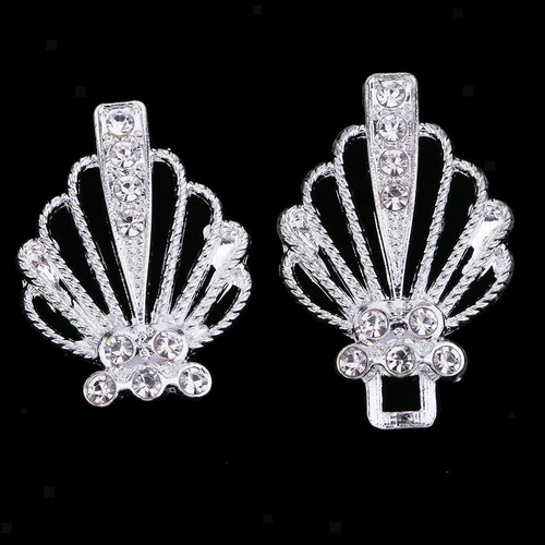 Prettyia 2 x Crystal Wedding Closure Hook & Eye Clasp Sewing Supplies Silver - Picture 3 of 12