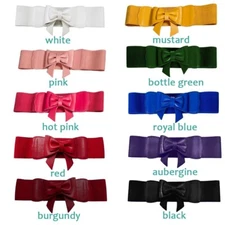 Elastic Waist Vegan Leather Bow Belt - By Banned Apparel