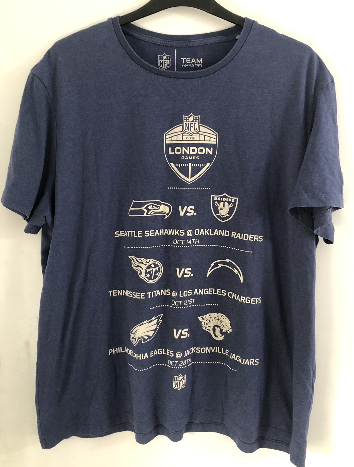 NFL T-shirt London Games 2018 Seahawks Raiders Eagles Chargers Size 2xl 3xl