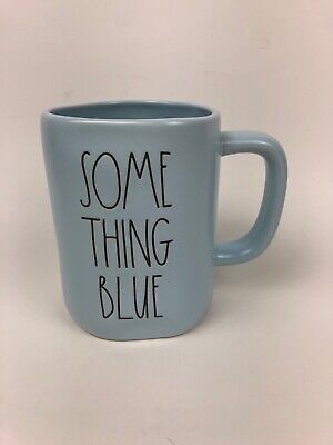 BRAND NEW Rae Dunn "SOME THING BLUE" All sides Blue Coffee Tea Mug 2021 VHTF!