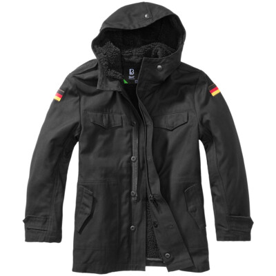 Brandit Kids BW Parka Hooded Teddy Lining Warm Hiking Childrens Jacket Black