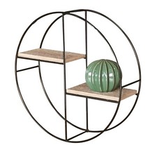 Vintage Wall Unit Retro Wood Industrial Style Metal Shelf Rack Storage Display