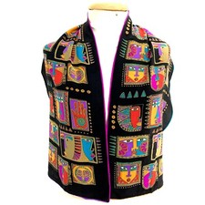 Vintage Artistic Silk Scarf 54x10" - Colorful Abstract Faces Print - Luxury A71