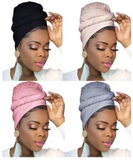 Turban Head Wraps for Black Women Hair Wraps Stretch Soft Jersey Hijab Scarf ...