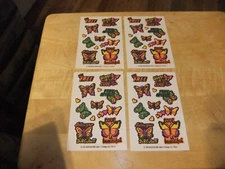 LOT OF 4 Vintage 1984 Morgan LOVE BUTTERFLY Scratch N Sniff Tattoo Sticker