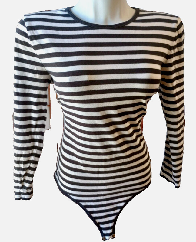 MICHAEL KORS black/ white stripped body shirt- size M