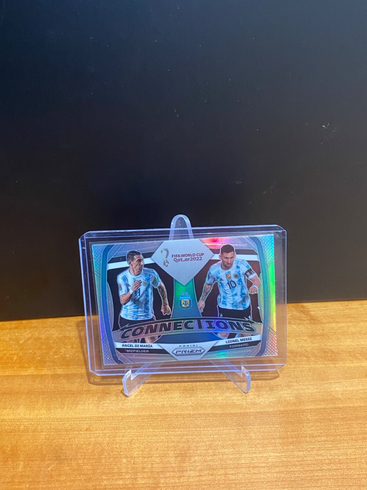 2022 World Cup Prizm - Lionel Messi & Angel Di Maria connections Silver Card