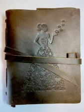 Sovereign Gear LEATHER JOURNAL Embossed Woman In Heart Dress Handmade Diary