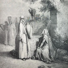 Gustave Dore Antique Engraving Bible Gallery Print of Eliezer and Rebekah