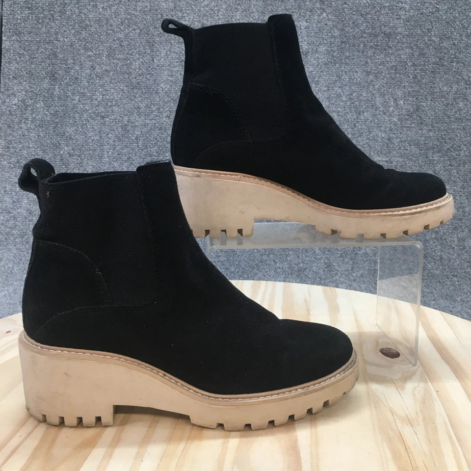 Botas Dolce Vita para mujer 6,5 M Haddie Chelsea de cuero negro al tobillo Foto 2 de 4