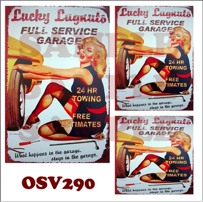 WEATHERED PEEL & STICK BUILDING SIGN DECALS O SCALE LUCKY LUGNUTS GARAGE OSV290