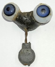 Vintage German Antique Hand Blown Rocker Glass Doll Eyes Blue About 11mm E3-5