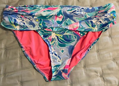 Lilly Pulitzer Lagoon Sarong Bathing Suit Bottom Bennet Blue Celestial Seas 14