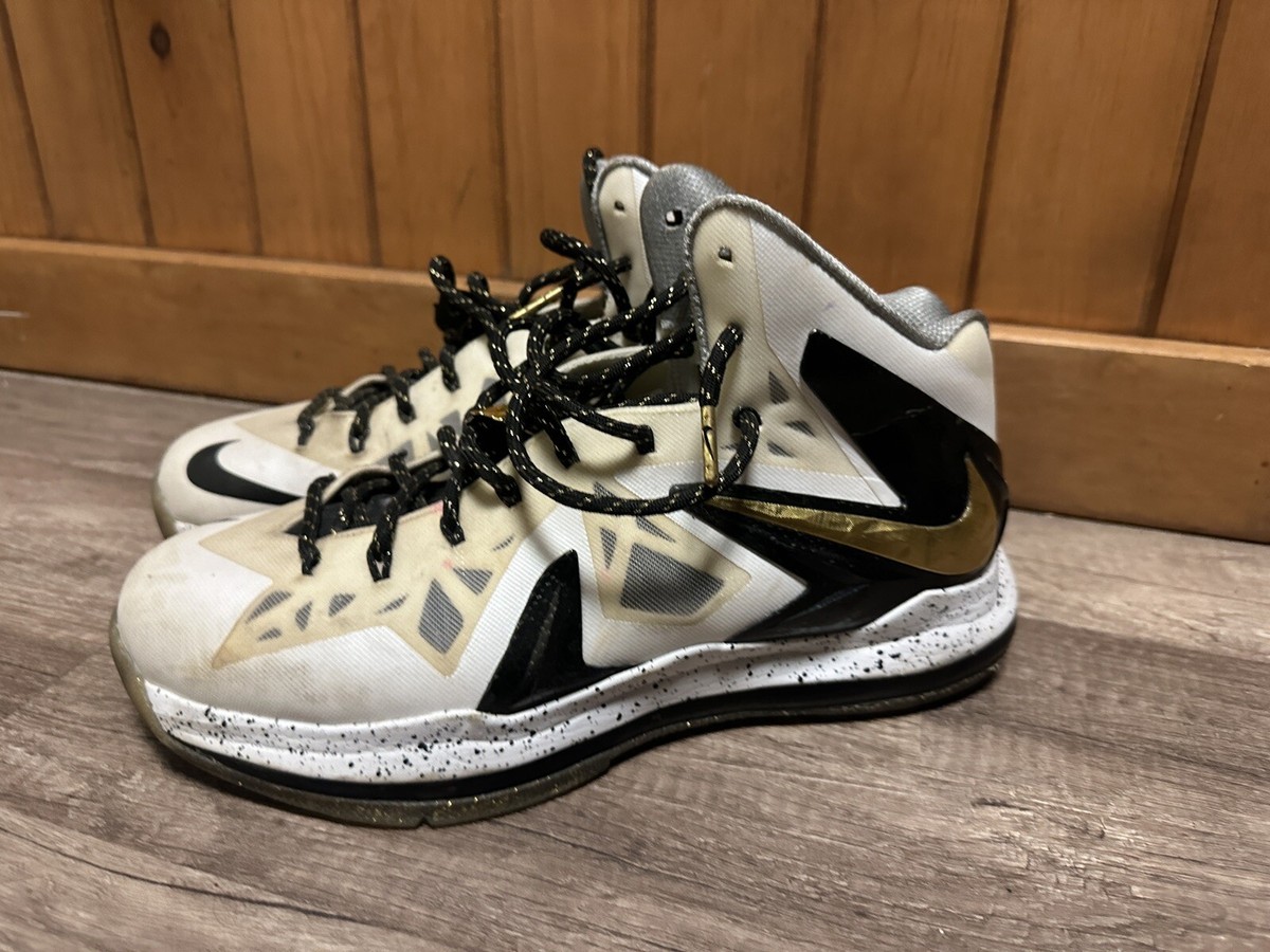 Size 11 Nike LeBron 10 Elite+ White Gold Black