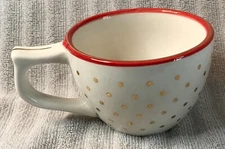Harry And David Red Rim Gold Polka For Coffee Cup Tea For One Cottage Christmas