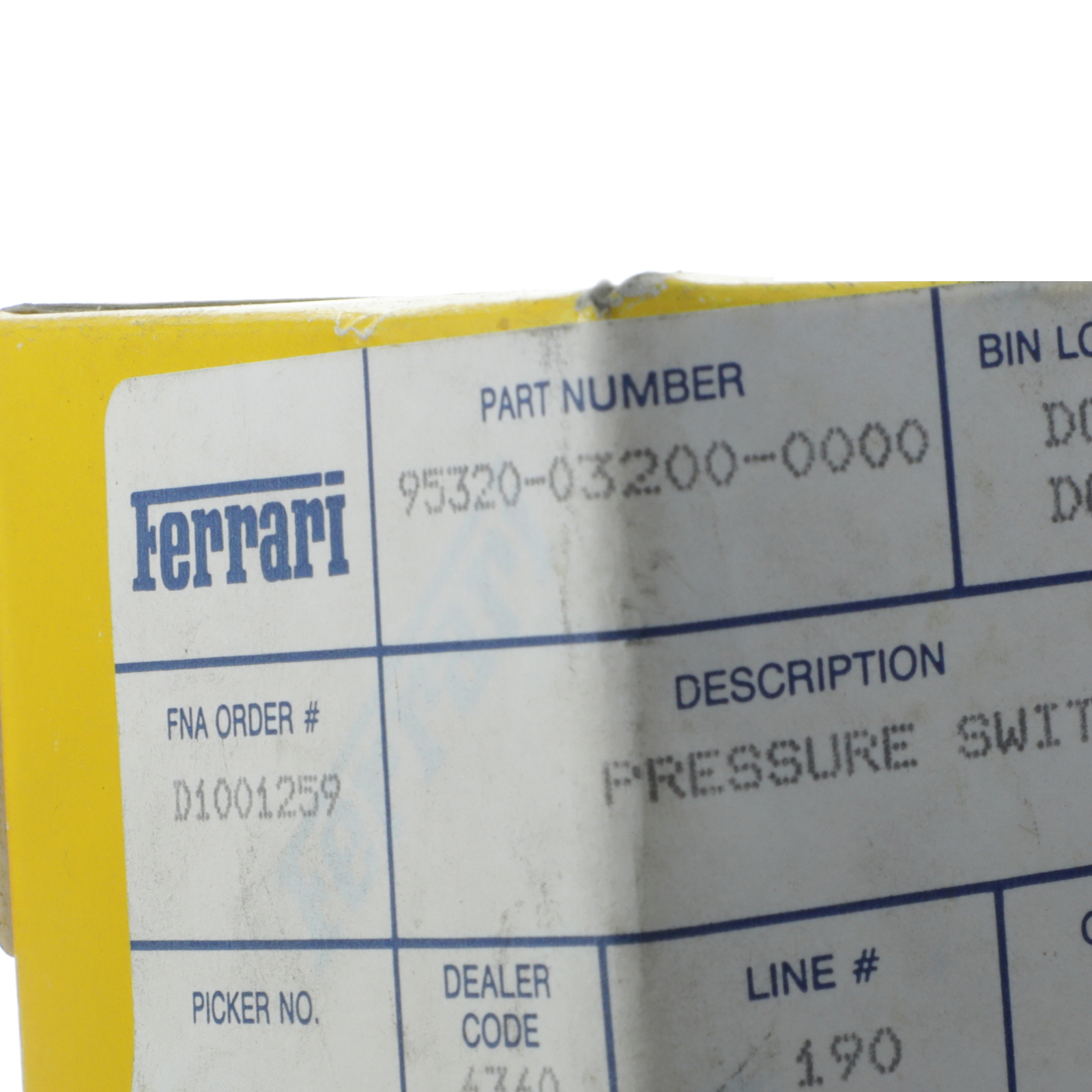GENUINE FERRARI 365 GTB4 Daytona AC Compressor Pressure Switch OEM NEW 95320032