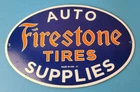 Vintage Firestone Tires Sign - Auto Supplies Gas Pump Porcelain Sign