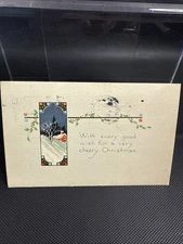 Gibson Lines Arts and Crafts Style Christmas Wishes Postcard 1922 Posted