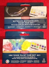2 pck Derwent Pastel Watercolor And Inktense Paints Matallic pan set FAST FREE