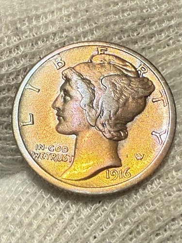 * 1916-P FSB * PRISTINE+ GEM BU MERCURY SILVER DIME *FROM ORIGINAL COLLECTION