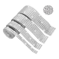 Rhinestone Ribbon,4 Rolls of Self-Adhesive Rhinestone Strips, Diamond7845