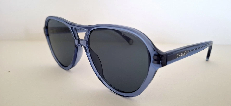 CHANEL CH5552U Pilot Blue Lenses Blue Acetate Frame Sunglasses - Image 4 of 4