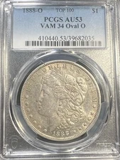 Rare 1888 O VAM-34 OVAL O MORGAN DOLLAR Vam PCGS AU53 Top 💯