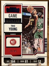2023-24 Panini Contenders - Trae Young #92 Blue Game Ticket /49