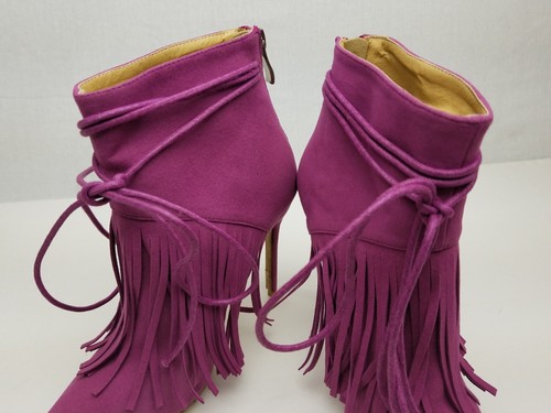High Heels Fransen spitz zulaufend Stiefeletten Fushsia Pink, Größe 6 - Bild 7 von 9