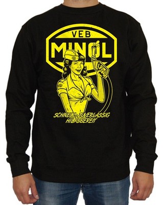 Minol pin up sweater fun cult GDR Simson Trabant VEB Ossi Pirol W50 workshop
