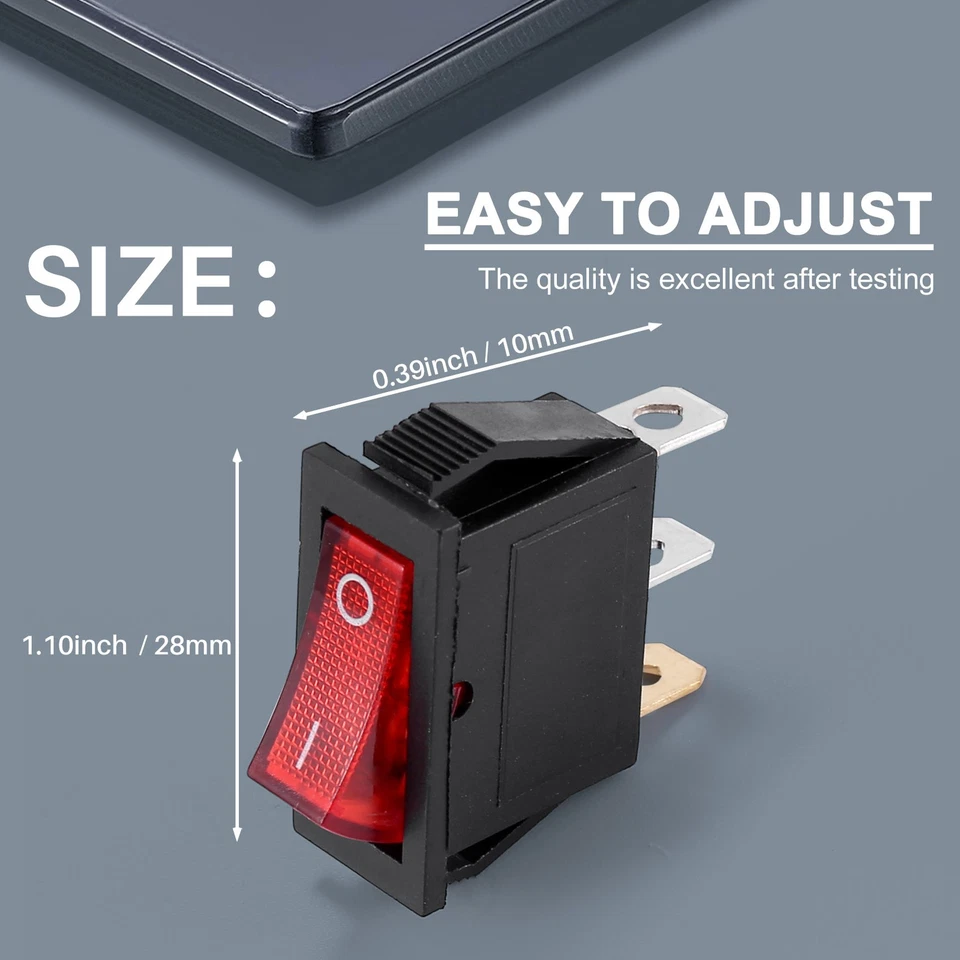 Interrupteur a bascule ON OFF Bipolaire 28x10mm 250V 15A ROUGE 3 B5114 - Photo 4/4