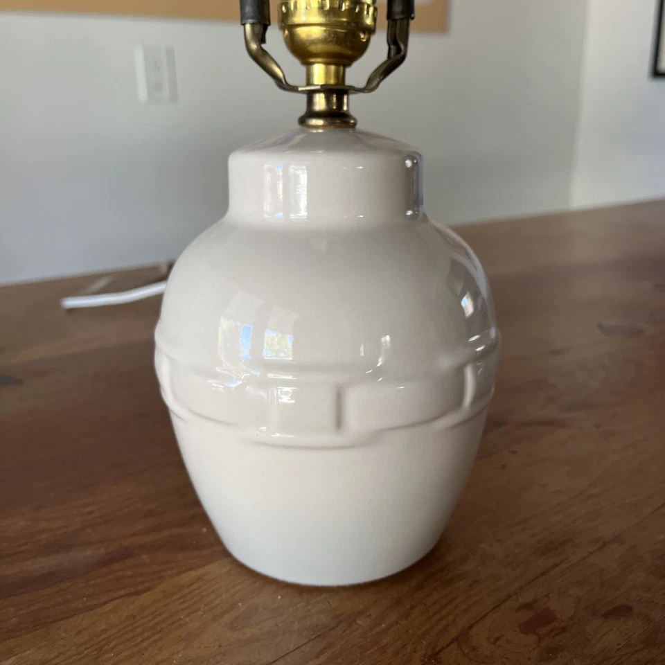 Lámpara vintage Longaberger cerámica tejida tradiciones herencia crema lisa Foto 2 de 4