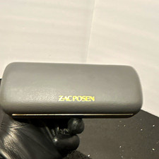 ZAC POSEN Gray/Gold Hinged Hard Faux Leather Felt Lined Glasses Case 6.5 in