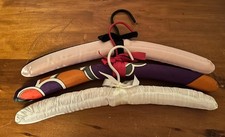  3 Vintage Satin Fabric Padded Adult Coat Clothing Hangers