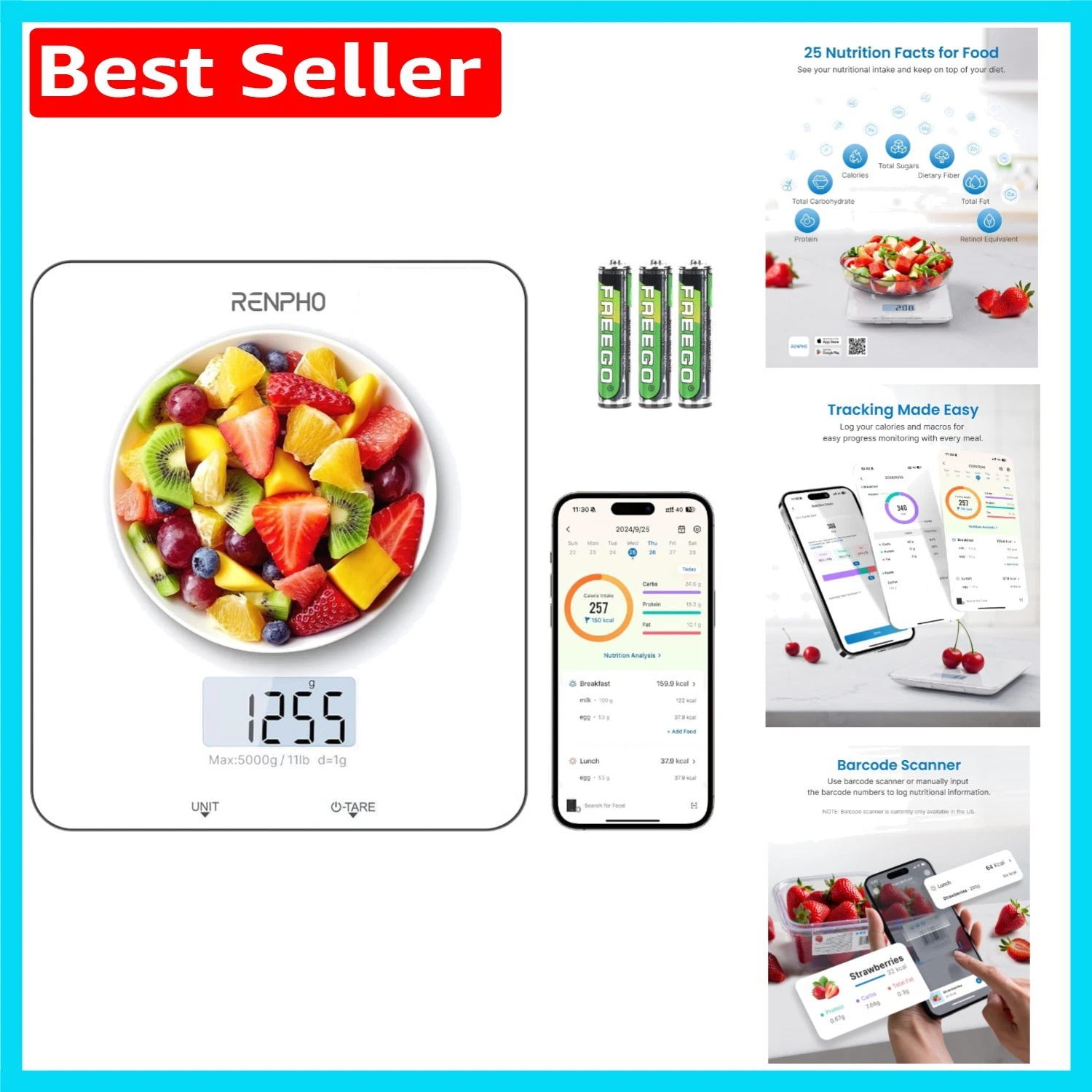 Compact Multi-Unit Kitchen Scale: Perfect for Weight Loss & Calorie Counting