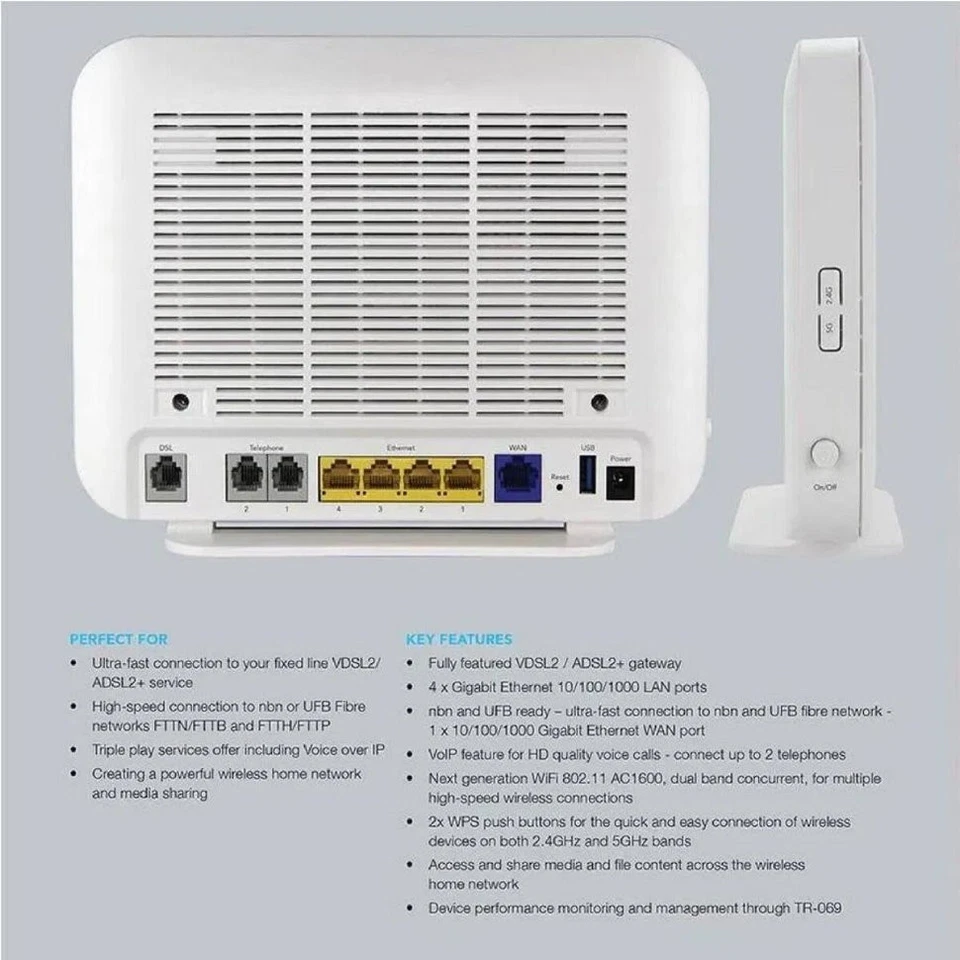 Netcomm VDSL2/ADSL2+ VoIP Wireless AC1600 Modem Router NBN Ready Broadcom Chipse - image 4 of 4