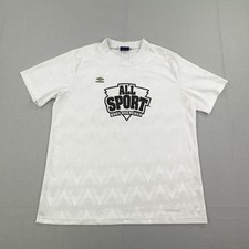Vintage Umbro Shirt Mens X White Soccer Jersey #21 Shiny Silky Satin USA 90s ^