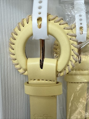 #ad Jessica Simpson Belt Yellow S XL Faux Leather Braided Buckle New NWTs $14.99