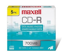 Maxell Slim Polycarbonate Substate 5-pack with jewel case , Light Green
