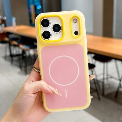 Cute Two-Tone Matte MagSafe Magnetic Case For iPhone 17 16 15 Pro Max 14 13 12