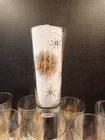 Vintage MCM Federal Glasses "Tom Collins" Gold Black Atomic Starburst Set Of 5 — photo 3