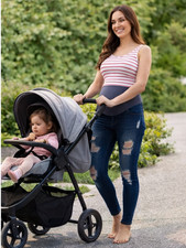 Maternity Jeans Stretchy Maternity Trousers with High Waist Elastic Jeans-Medium