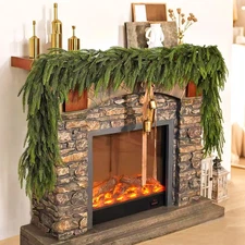 6FT Christmas Norfolk Pine Garland, Real Touch Artificial Greenery Garlands