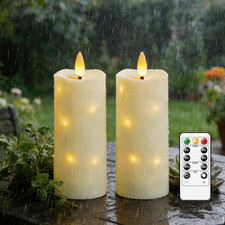 Waterproof Outdoor,with Timer  Remote - 2 Pack Flameless LED Candles, Battery O