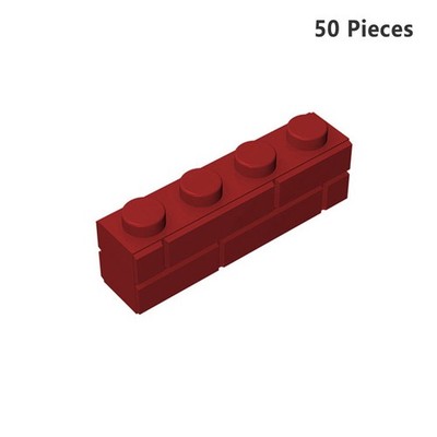 Part 15533 Brick Special 1 x 4 with Masonry Brick Profile Dark Red 50 Pieces