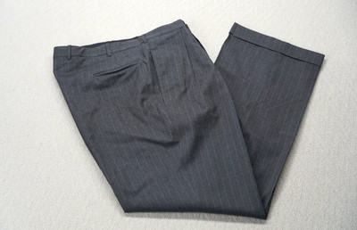 Dormeuil Mens Gray Pinstripe Wool Custom Dress Pants Pleated | France | 38x31