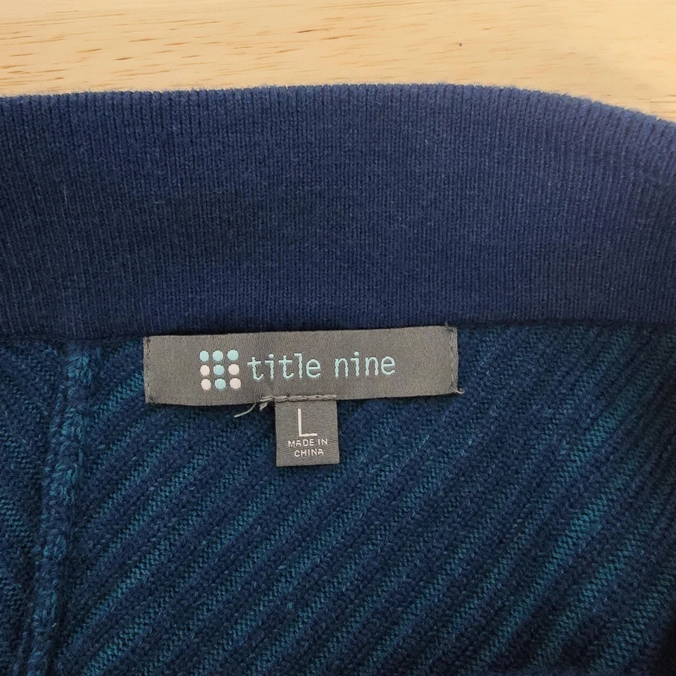 Falda Title Nine para mujer grande azul mezcla de lana merino tejida cremallera bolsillo cordón Foto 3 de 4