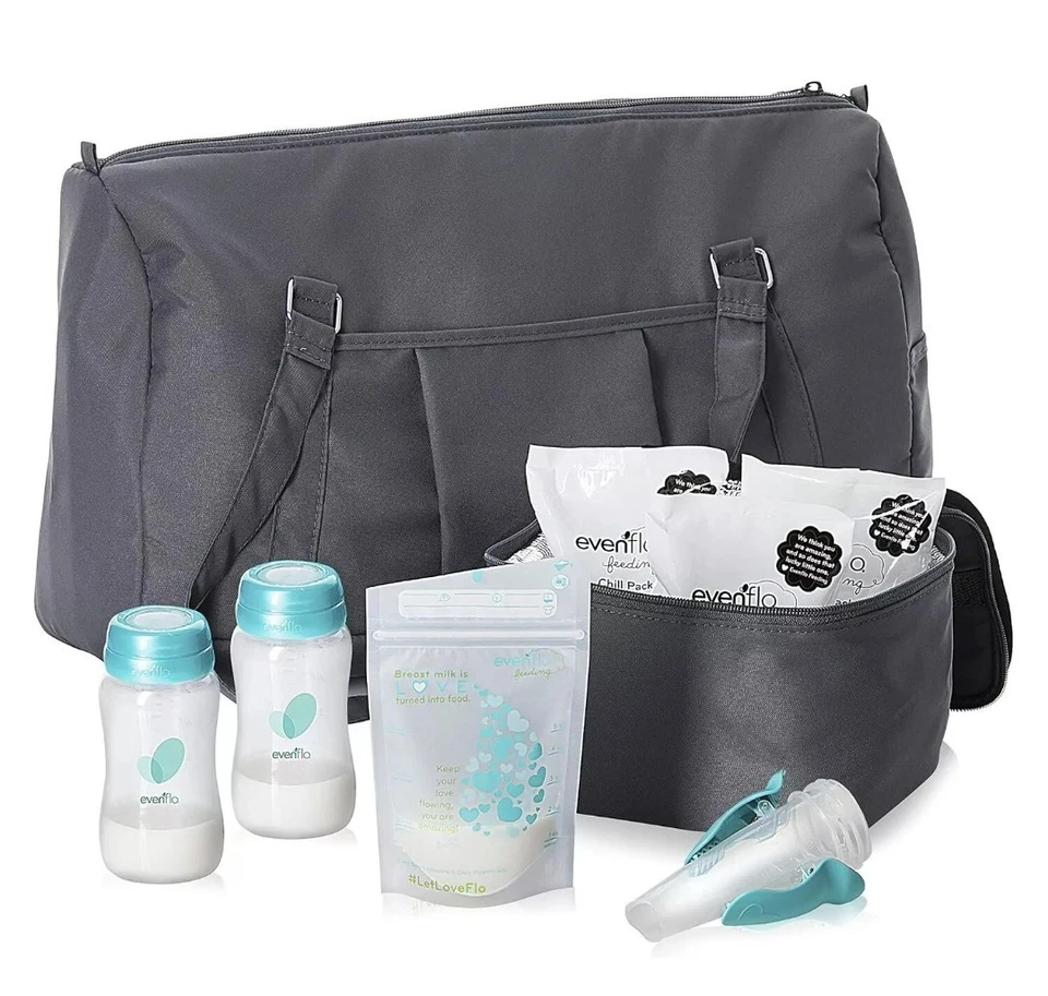 Kit de almacenamiento de leche materna Evenflo bolsas a prueba de fugas botellas refrigeradoras y bolsas de hielo Foto 3 de 4