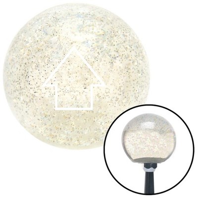 White Classic Arrow Up Clear Metal Flake Shift Knob w/ M16x1.5 Insert Shifter