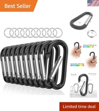 3" Aluminum Carabiner Clips - Set of 10 Spring Snap Hooks for Versatile Gear
